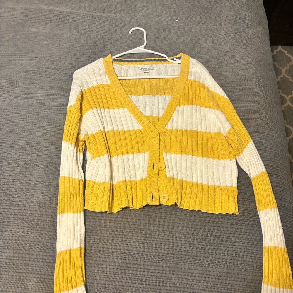 Yellow striped AE sweater